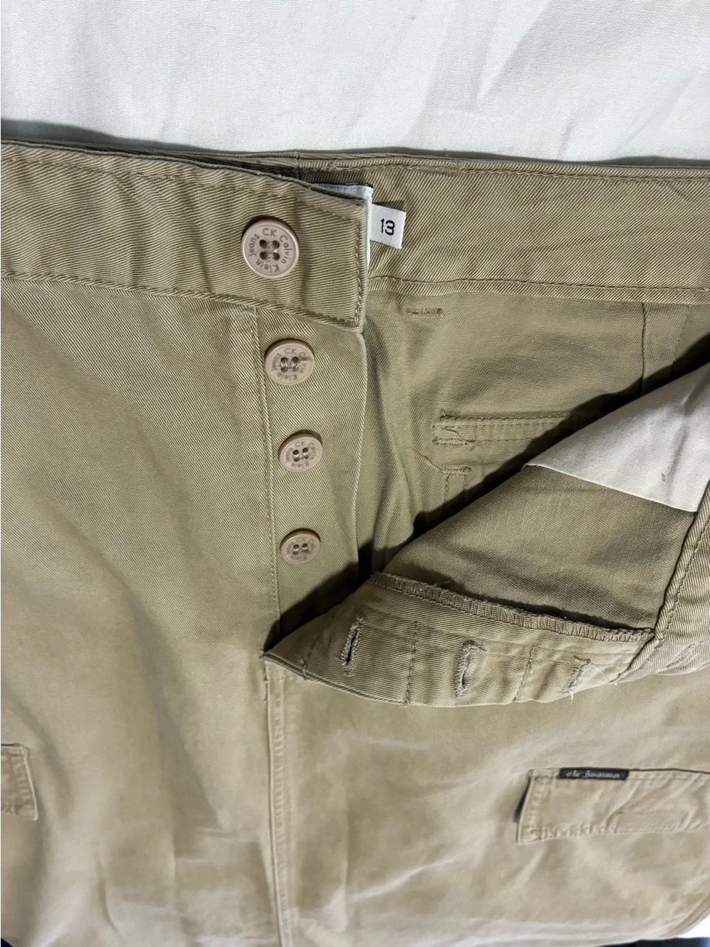 VTG 90s CK JEANS 13 Calvin Klein Khaki Utility Cargo Skirt 💯 Cotton EUC